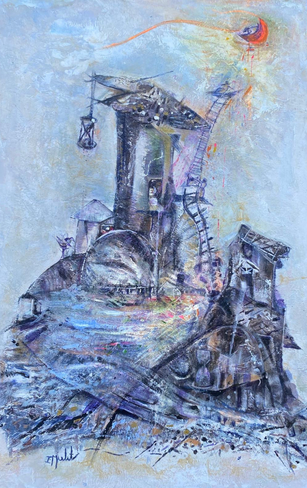 Hourglass by Ileana Mulet 2026, acrylic on canvas, homage to Jorge Luis Borges.